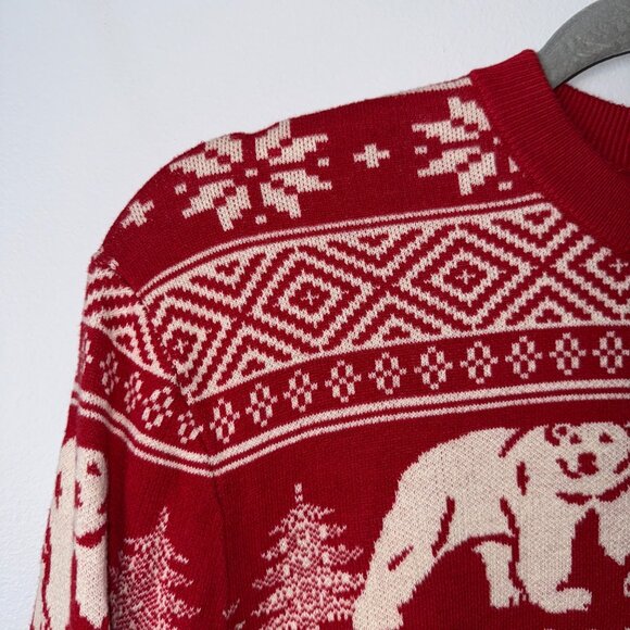 H&M Red Polar Bear & Snowflake Christmas Sweater M - Picture 2 of 8